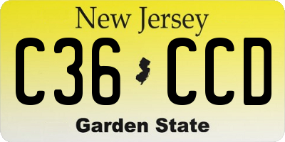 NJ license plate C36CCD