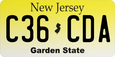 NJ license plate C36CDA