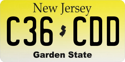 NJ license plate C36CDD