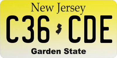 NJ license plate C36CDE