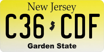 NJ license plate C36CDF