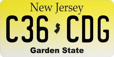 NJ license plate C36CDG