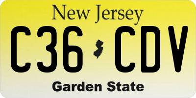 NJ license plate C36CDV