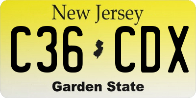 NJ license plate C36CDX