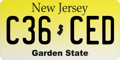 NJ license plate C36CED