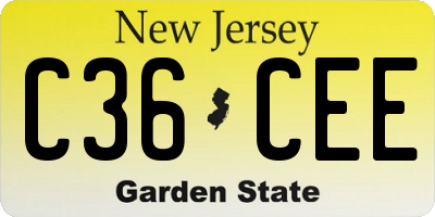 NJ license plate C36CEE