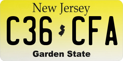 NJ license plate C36CFA