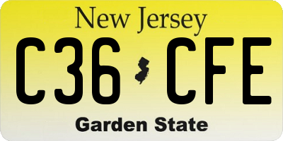 NJ license plate C36CFE