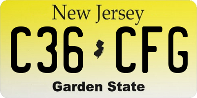 NJ license plate C36CFG