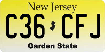 NJ license plate C36CFJ