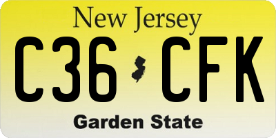 NJ license plate C36CFK