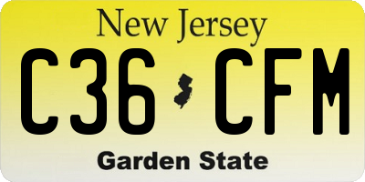 NJ license plate C36CFM