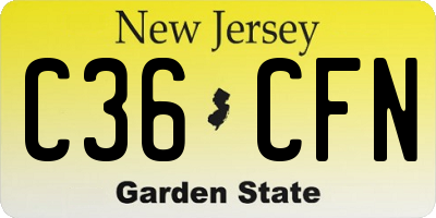 NJ license plate C36CFN