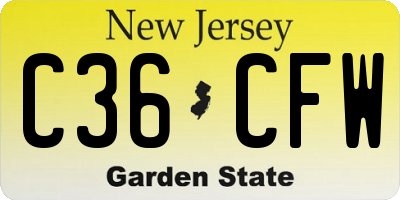 NJ license plate C36CFW
