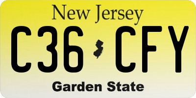 NJ license plate C36CFY