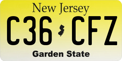 NJ license plate C36CFZ