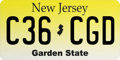 NJ license plate C36CGD