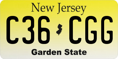 NJ license plate C36CGG