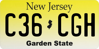 NJ license plate C36CGH