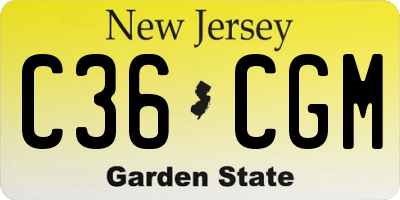 NJ license plate C36CGM