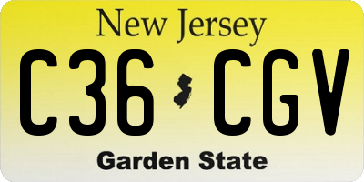 NJ license plate C36CGV