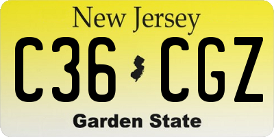 NJ license plate C36CGZ