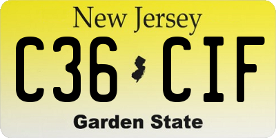 NJ license plate C36CIF