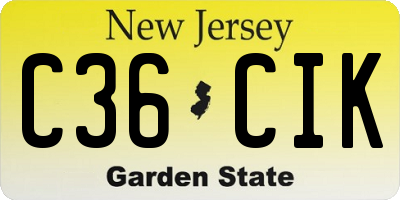 NJ license plate C36CIK