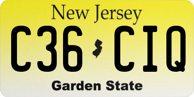 NJ license plate C36CIQ