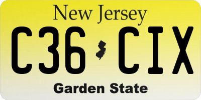 NJ license plate C36CIX