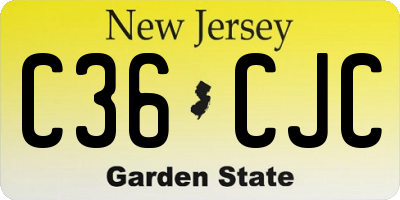 NJ license plate C36CJC