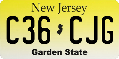 NJ license plate C36CJG