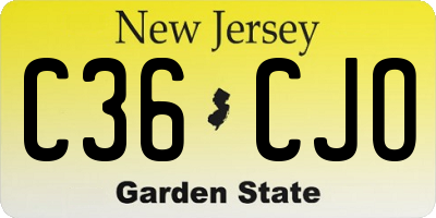 NJ license plate C36CJO