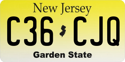 NJ license plate C36CJQ