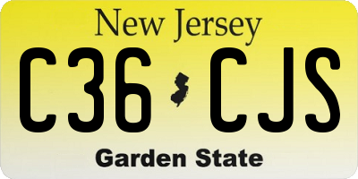 NJ license plate C36CJS
