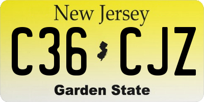 NJ license plate C36CJZ