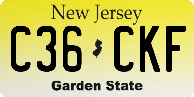 NJ license plate C36CKF