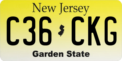 NJ license plate C36CKG