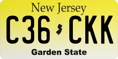 NJ license plate C36CKK