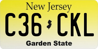 NJ license plate C36CKL