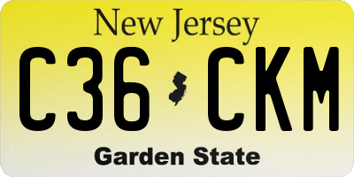 NJ license plate C36CKM