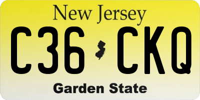 NJ license plate C36CKQ