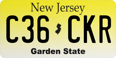 NJ license plate C36CKR