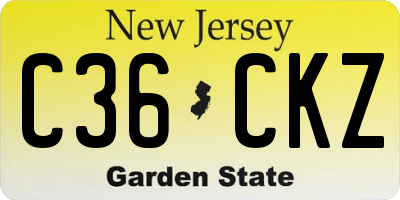 NJ license plate C36CKZ