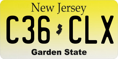 NJ license plate C36CLX
