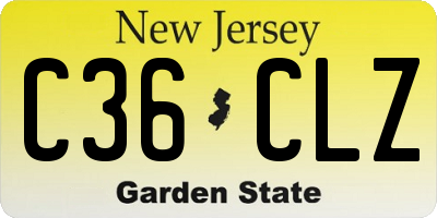 NJ license plate C36CLZ
