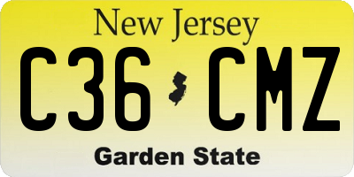 NJ license plate C36CMZ