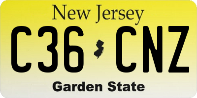 NJ license plate C36CNZ