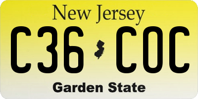 NJ license plate C36COC