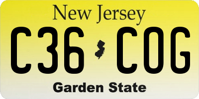 NJ license plate C36COG